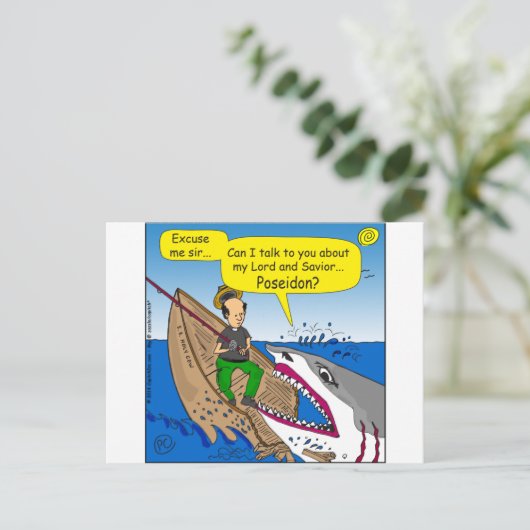 595 Poseidon cartoon Postkarte (Stehend Vorderseite)