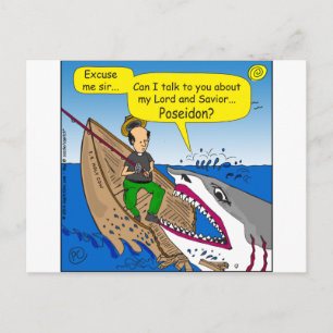 595 Poseidon cartoon Postkarte
