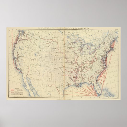 59 Flüsse, Routen 1890 Poster (Vorne)