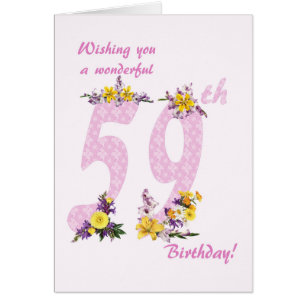 59. Geburtstag Blume Dekorierte Zahlen