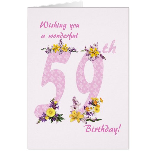 59. Geburtstag Blume Dekorierte Zahlen (Vorne)