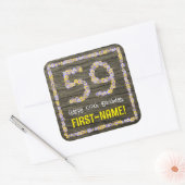 59. Geburtstag: Blumennummer, Imitate Holzbild, Na Quadratischer Aufkleber (Umschlag)