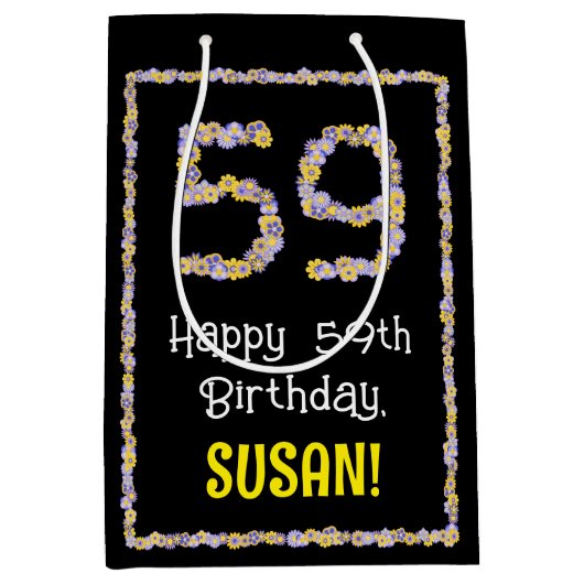 59. Geburtstag: Blumennummer, Individuelle Name, B Mittlere Geschenktüte (Vorderseite)