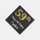 59. Geburtstag ~ Elegante Luxuriöse Imitate Gold L Serviette (Ecke)