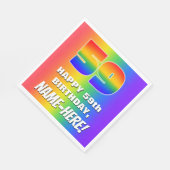 59. Geburtstag: Farbiges, lustiges Regenbogenmuste Serviette (Ecke)