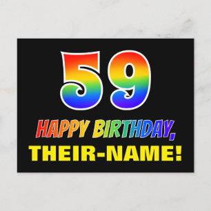 59. Geburtstag: kühl, Spaß, einfach, Regenbogen 59 Postkarte
