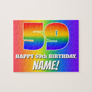 59. Geburtstag — mehrfarbiges Regenbogenmuster "59 Puzzle