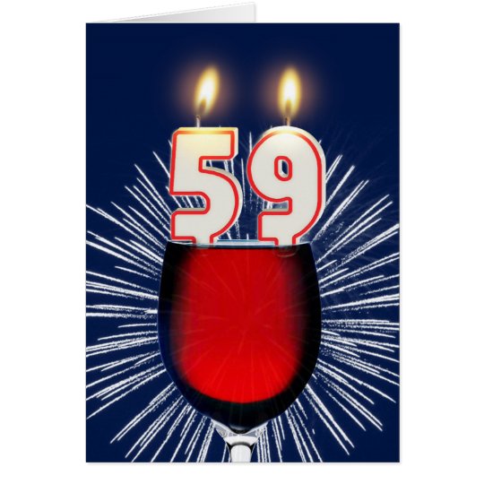 59. Geburtstag mit Wein und Kerzen Karte