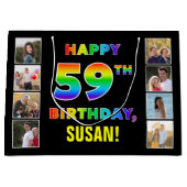 59. Geburtstag: Regenbogentext, benutzerdefinierte Große Geschenktüte (Vorderseite)