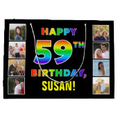 59. Geburtstag: Regenbogentext, benutzerdefinierte Große Geschenktüte (Rückseite)