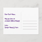 59. Geburtstag: Rosa Streifen & Herz, Regenbogen 5 Postkarte (Rückseite)