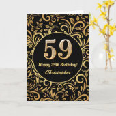 59. Geburtstag Schwarz-Gold-Blütenmuster Karte (Gelbe Blume)