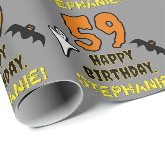 59. Geburtstag: Spooky Halloween Thema, Individuel Geschenkpapier (Rolleneckpunkt)