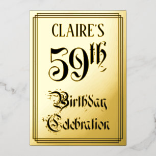 59. Geburtstagsfeier — Elegante Schrift + Benutzer Folieneinladung