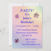 59. Geburtstagsfeier mit rosa Blume Einladung (Rückseite)