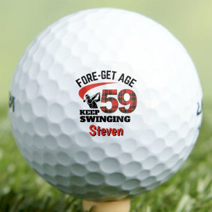 59. Geburtstagsgeschenk - Rot kariert Lustig indiv Golfball