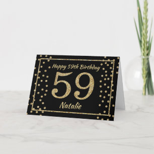 59. Geburtstagskarte Black and Gold Glitzer Confet Karte