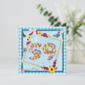 59. Geburtstagsparty Einladung Blume, Schmetterlin (Stehend Vorderseite)