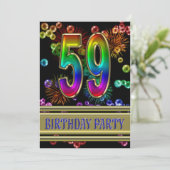 59. Geburtstagsparty Einladung mit Blasen (Stehend Vorderseite)