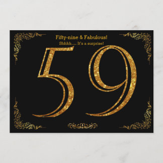 59. Geburtstagsparty, Gatsby-Styl, schwarzer Glitz Einladung
