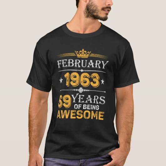 59 Jahre Phantastisch seit Februar 1963 59. Geburt T-Shirt (Vorderseite)