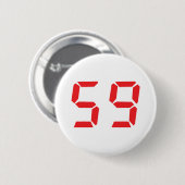 59 neunundfünfzig digitale Zahl des Rot-Weckers Button (Vorne & Hinten)