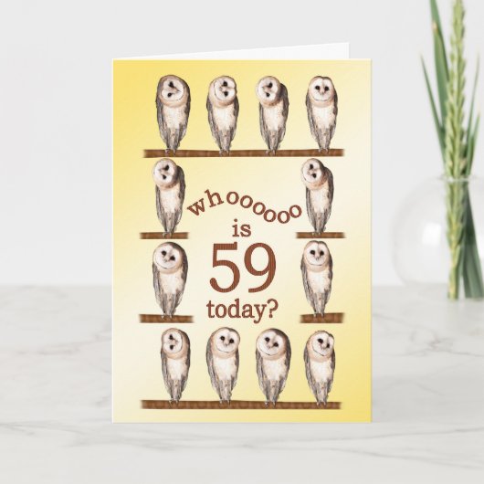 59th birthday, Curious owls card. Karte (Vorderseite)