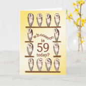 59th birthday, Curious owls card. Karte (Gelbe Blume)