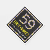 59th Birthday: Floral Flowers Number, Custom Name Serviette (Ecke)