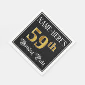 59th Birthday Party — Fancy Script, Faux Gold Look Serviette (Ecke)