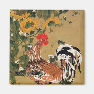 5. 向 日 葵 雄 図, 若 Sonnenblumen und Rooster, Jakuchū Magnet