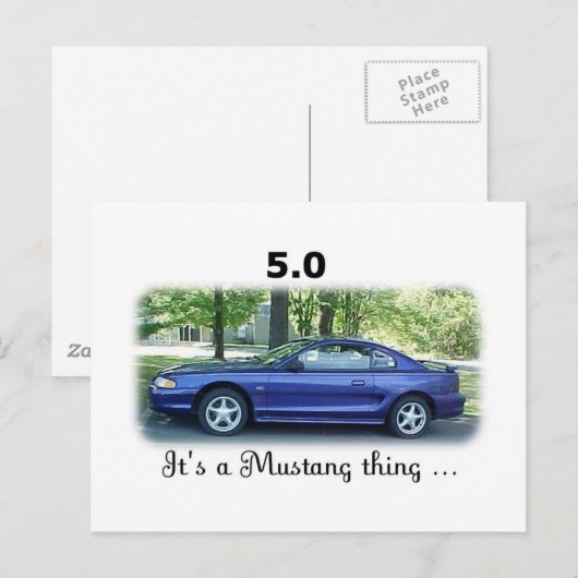 5,0 Mustang Postkarte (Vorne/Hinten)