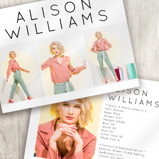 5.12x18.5" Modern 3-Foto-Actor-Modell Comp-Karte Ankündigung