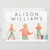 5.12x18.5" Modern 3-Foto-Actor-Modell Comp-Karte Ankündigung (Vorderseite)