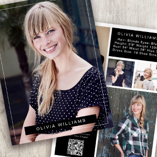 5.12x18.5" Modern 6-Foto-Actor-Modell Comp-Karte Ankündigung