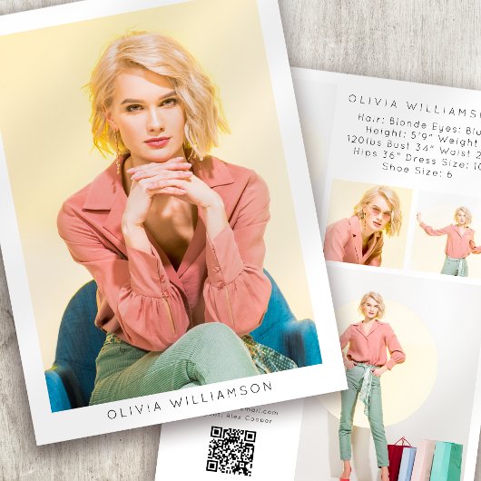 5.12x18.5" Modern 6-Foto-Actor-Modell Comp-Karte Ankündigung