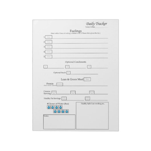 5 - 1 täglicher Lebensmittelüberwacher Notizblock (Rotiert)