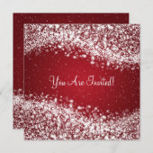 5,25" Elegant Wedding Sparkling Wave Red Einladung (Vorne/Hinten)