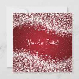 5,25" Elegant Wedding Sparkling Wave Red Einladung