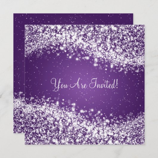 5.25" Elegante Hochzeitsglanzwelle Lila Einladung (Vorne/Hinten)
