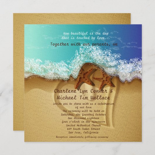 5,25" x 5,25" Beach Hochzeit Einladung (Vorne/Hinten)