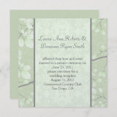 5,25x5,25 Abstrakte, blassgraue Blätter Zweige Einladung (Vorne/Hinten)