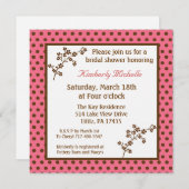 5.25x5.25 Brn laden rosa Punkte-Brautparty ein Einladung (Vorne/Hinten)