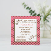 5.25x5.25 Brn laden rosa Punkte-Brautparty ein Einladung (Stehend Vorderseite)