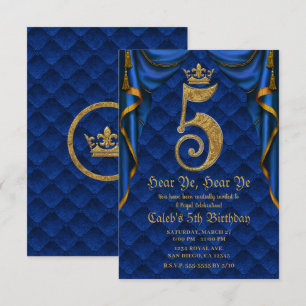 5. 5. Geburtstagsfeier Royal Blau Goldene Krone Einladung