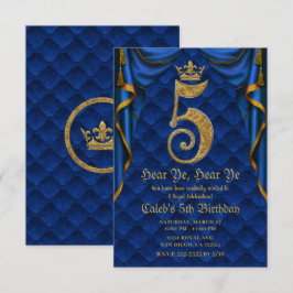 5. 5. Geburtstagsparty Royal Blue Gold Crown Einladung
