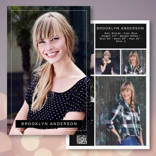 5,5x8,5" Modern 6-Foto-Actor-Modell Comp-Karte