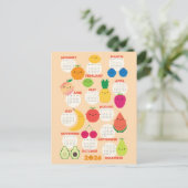 5 A Day Kawaii Fruits 2026 Kalender Postkarte (Stehend Vorderseite)