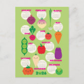 5 a Day Kawaii Gemüse 2026 Kalender Postkarte (Vorderseite)