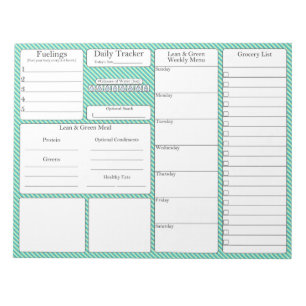 5 and 1 Food Tracker   Meal Planner   Grocery List Notizblock
